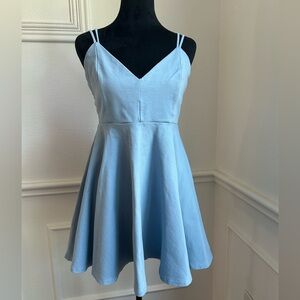 Windsor Light Blue Spaghetti Strap Mini Dress, Size L